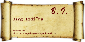 Birg Izóra névjegykártya